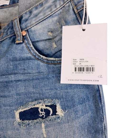 New One Teaspoon Distressed Lonely Boy Cropped Jeans - Picture 8 of 10